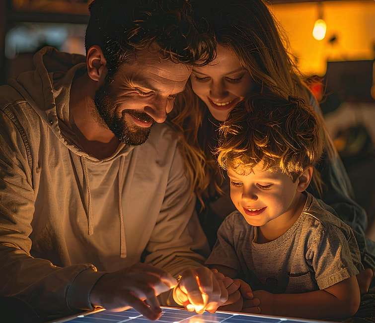 Family enjoying free nights energy plan
